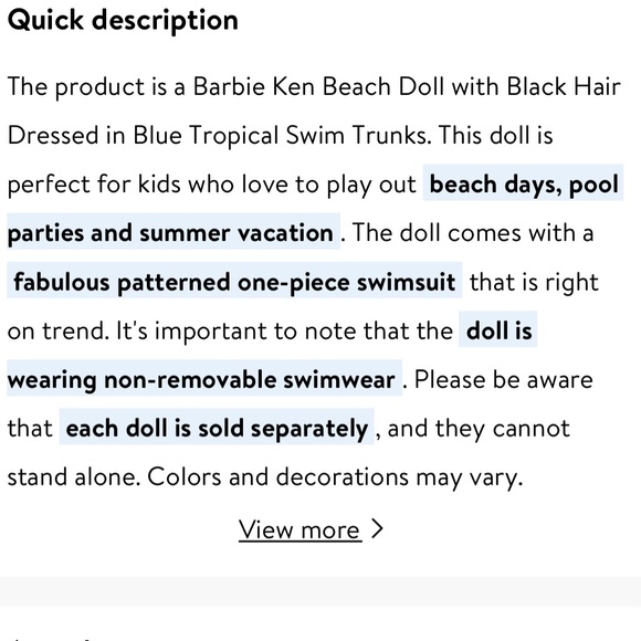 BARBIE KEN BEACH DOLL WITH DARK HAIR AND COLORFUL TROPICAL SWIM TRUNKS NWT - Picture 7 of 7